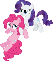 Size: 3077x3529 | Tagged: safe, artist:porygon2z, pinkie pie, rarity, pony, g4, putting your hoof down, angry, high res, holding, holding a pony, simple background, transparent background, vector