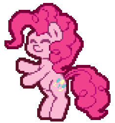 Size: 320x340 | Tagged: safe, artist:mrponiator, pinkie pie, pony, g4, animated, bipedal, cute, dancing, diapinkes, female, funky monkey, johnny bravo, pixel art, simple background, solo, the monkey, transparent background