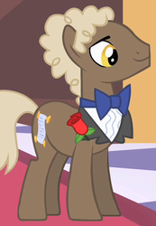 Size: 297x429 | Tagged: safe, screencap, sealed scroll, earth pony, pony, g4, the best night ever, background pony, clothes, cropped, male, solo, stallion, suit
