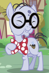 Size: 293x438 | Tagged: safe, screencap, mr. waddle, earth pony, pony, a friend in deed, g4, bowtie, cropped, elderly, eyes closed, glasses, liver spots, male, raised hoof, solo, stallion