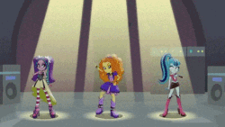 Size: 480x270 | Tagged: safe, artist:jakeneutron, adagio dazzle, aria blaze, sonata dusk, human, equestria girls, g4, my little pony equestria girls: rainbow rocks, adventure in the comments, animated, dance party thread, dancing, female, funny, funny as hell, gif party, humans doing horse things, laughing, op is a duck, op is trying to start shit, op is trying to start shit so badly that it's kinda funny, party in the comments, pawing the ground, the dazzlings, the ride never ends, wat, we are going to hell