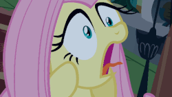 Size: 480x270 | Tagged: safe, screencap, fluttershy, g4, luna eclipsed, season 2, animated, female, loop, reaction image, screaming, solo, tongue out