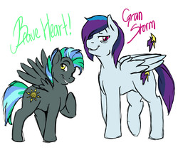 Size: 950x800 | Tagged: safe, artist:jointsupermodel, oc, oc only, oc:brave heart, oc:gran storm, brothers, offspring, parent:rainbow dash, parent:soarin', parent:thunderlane, parents:soarindash, parents:thunderdash, story included