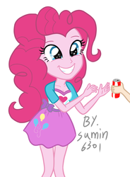 Size: 1133x1536 | Tagged: safe, artist:sumin6301, pinkie pie, equestria girls, g4, female, soda can, solo