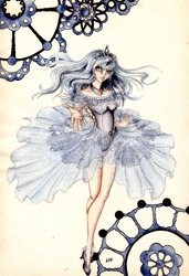 Size: 701x1024 | Tagged: safe, artist:shelenka, princess luna, human, g4, female, horn, horned humanization, humanized, solo, traditional art