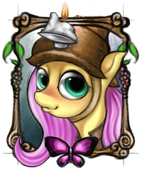 Size: 800x1000 | Tagged: safe, artist:coke-brother, fluttershy, g4, female, hat, looking at you, portrait, smiling, solo