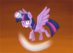 Size: 865x630 | Tagged: safe, artist:xwreathofroses, twilight sparkle, alicorn, pony, g4, angry, female, mare, solo, super saiyan princess, twilight sparkle (alicorn)