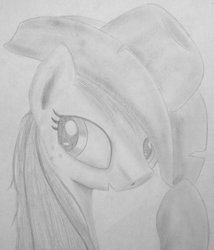 Size: 1024x1194 | Tagged: safe, artist:marmorexx, applejack, g4, monochrome, traditional art