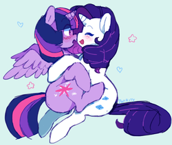 Size: 648x546 | Tagged: safe, artist:twirity, rarity, twilight sparkle, alicorn, pony, g4, female, lesbian, mare, ship:rarilight, shipping, sitting on lap, twilight sparkle (alicorn)