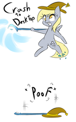 Size: 540x864 | Tagged: safe, artist:rice, derpy hooves, pony, g4, 30 minute art challenge, bipedal, comic, female, hat, magicka, my little art challenge, solo, staff, wizard