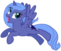 Size: 5109x4319 | Tagged: safe, artist:unfiltered-n, princess luna, g4, absurd resolution, female, running, s1 luna, simple background, smiling, solo, spread wings, transparent background, vector