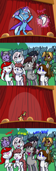 Size: 1280x3840 | Tagged: safe, artist:grandpalove, boneless, boneless 2, trixie, oc, pony, unicorn, ask trixie and cheese, g4, bouquet, comic, female, flower, mare, stage, tumblr