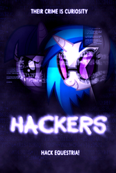 Size: 580x869 | Tagged: safe, artist:dan232323, dj pon-3, twilight sparkle, vinyl scratch, g4, hackers, movie poster, parody