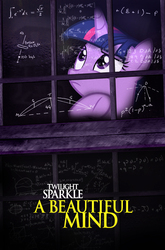 Size: 600x908 | Tagged: safe, artist:dan232323, twilight sparkle, g4, a beautiful mind, movie poster, parody