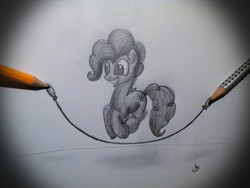 Size: 640x480 | Tagged: safe, artist:lupiarts, pinkie pie, earth pony, pony, g4, jump rope, pencil, sketch, traditional art