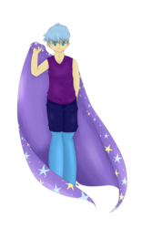 Size: 3272x4911 | Tagged: safe, artist:warriorjayfrost, oc, oc only, oc:presto, satyr, cape, clothes, offspring, parent:trixie, solo