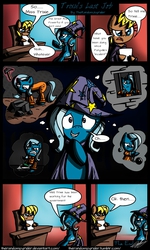 Size: 768x1280 | Tagged: safe, artist:therandomjoyrider, ms. harshwhinny, trixie, pony, unicorn, g4, ball and chain, blatant lies, clothes, comic, female, mare, prison, prison outfit, prisoner tx, rock farm