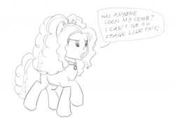 Size: 1280x925 | Tagged: safe, artist:carnifex, adagio dazzle, earth pony, pony, g4, dialogue, disguise, disguised siren, earth pony adagio dazzle, equestria girls ponified, female, gem, monochrome, ponified, siren gem, solo, speech bubble