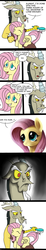 Size: 989x5339 | Tagged: dead source, safe, artist:wolverfox, discord, fluttershy, g4, angry, annoyed, brush, brushie, brushing, close-up, comic, cute, cutemail, discute, eyes closed, floppy ears, frown, glare, grin, grumpy, madorable, prone, puppy dog eyes, shyabetes, smiling, unamused, watch