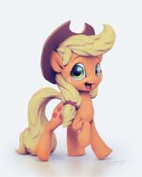 Size: 967x1200 | Tagged: safe, artist:assasinmonkey, applejack, g4, 3d, female, happy, simple background, solo