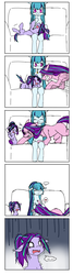 Size: 500x1872 | Tagged: safe, artist:hisshi shoujo, aria blaze, sonata dusk, oc, pony, g4, ..., abuse, behaving like a cat, cheek fluff, chest fluff, child abuse, comic, couch, crying, cuddling, earth pony aria blaze, earth pony sonata dusk, emanata, equestria girls ponified, female, growling, lesbian, magical lesbian spawn, mare, mother and child, mother and daughter, offspring, parent:aria blaze, parent:sonata dusk, parents:arisona, pixiv, ponified, shaking, ship:arisona, speed lines, spoken heart, trio, trio female