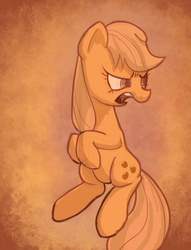 Size: 564x739 | Tagged: safe, artist:revstreak, applejack, g4, female, hatless, missing accessory, sitting, solo