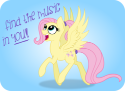 Size: 4108x3000 | Tagged: safe, artist:mypaintedmelody, fluttershy, filli vanilli, g4, alternate hairstyle, female, ponytail, scene interpretation, singing, solo, spread wings