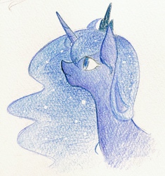 Size: 962x1024 | Tagged: dead source, safe, artist:yukimaki, princess luna, g4, female, solo