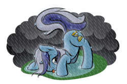 Size: 4800x3200 | Tagged: safe, artist:dewlshock, artist:rainbowdrool, minuette, pony, unicorn, g4, :p, bedroom eyes, face down ass up, female, hair over one eye, looking at you, puddle, rain, simple background, smiling, solo, tongue out, trace, transparent background, wet, wet mane