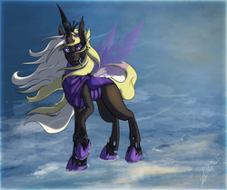 Size: 1200x1001 | Tagged: safe, artist:smilydon, oc, oc only, oc:queen vaspira, changeling, changeling queen, changeling queen oc, female, purple changeling, solo