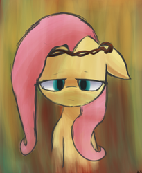 Size: 900x1100 | Tagged: safe, artist:mang, fluttershy, g4, female, floppy ears, portrait, profile, sad, solo