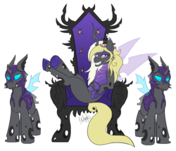 Size: 1280x1103 | Tagged: safe, artist:wiggles, oc, oc only, oc:queen vaspira, changeling, changeling queen, changeling queen oc, female, purple changeling, solo