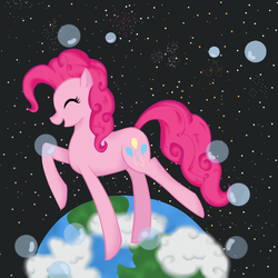 Size: 960x960 | Tagged: safe, artist:wasure198, pinkie pie, g4, bubble, cloud, cloudy, earth, fireworks, stars