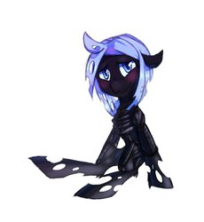 Size: 858x931 | Tagged: safe, artist:tgom, changeling, hybrid, ambiguous gender, crossover shipping, cute, offspring, parent:queen chrysalis, parent:xenomorph, parents:canon x oc, solo