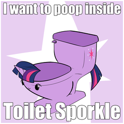 Size: 700x700 | Tagged: safe, artist:sanders, edit, twilight sparkle, original species, toilet pony, g4, but why, female, image macro, iwtcird, meme, pun, solo, species swap, toilet, toilet sparkle, wat