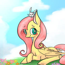 Size: 500x500 | Tagged: safe, artist:shining-dog, angel bunny, fluttershy, g4