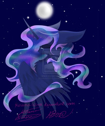 Size: 1024x1229 | Tagged: dead source, safe, artist:mirunacipsi, princess luna, g4, crying, eyes closed, female, floppy ears, moon, solo, watermark