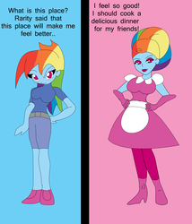 Size: 6000x7000 | Tagged: safe, artist:keytee-chan, rainbow dash, equestria girls, g4, 50's fashion, 50s, absurd resolution, alternate hairstyle, female, housewife, makeup, retro, stepford wife, tomboy taming, updo