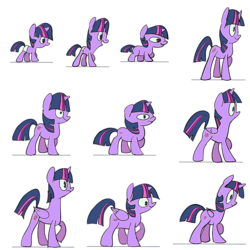 Size: 900x900 | Tagged: safe, artist:nukilik, edit, twilight sparkle, alicorn, pony, unicorn, g4, age progression, baby, baby pony, babylight sparkle, diaper, evolution, female, filly, filly twilight sparkle, foal, frame, height difference, mare, meta, physique difference, raised hoof, simple background, smiling, solo, stretch, twilight sparkle (alicorn), unicorn twilight, walking, younger