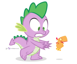 Size: 540x450 | Tagged: safe, artist:dm29, peewee, spike, g4, chase, duo, flying, gritted teeth, simple background, transparent background, vector, wide eyes