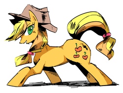 Size: 936x702 | Tagged: safe, artist:puripurin, applejack, earth pony, pony, g4, female, solo