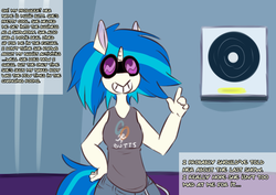 Size: 1280x907 | Tagged: safe, artist:somescrub, dj pon-3, vinyl scratch, anthro, ask nudist sweetie belle, g4, clothes, explicit source, record, tumblr