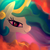 Size: 1280x1280 | Tagged: safe, artist:pedrohander, princess celestia, alicorn, pony, g4, bust, close-up, digital art, female, fire, flowing mane, horn, jewelry, lineless, mare, portrait, profile, regalia, solo, tiara