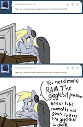 Size: 1280x1950 | Tagged: safe, artist:acharmingpony, derpy hooves, pegasus, pony, g4, computer, derpy hooves tech support, derpy tech support, female, headset, mare, pun, solo, tumblr