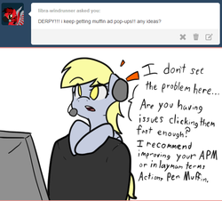Size: 635x575 | Tagged: safe, artist:acharmingpony, derpy hooves, pegasus, pony, g4, ask, derpy hooves tech support, derpy tech support, female, headset, mare, solo, tumblr