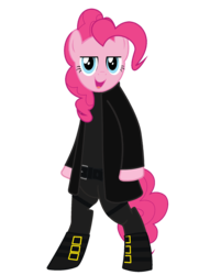 Size: 1563x2048 | Tagged: safe, artist:schoolboy bro, pinkie pie, pony, g4, bipedal, female, simple background, solo, the matrix, transparent background