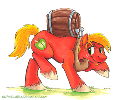 Size: 800x663 | Tagged: safe, artist:spainfischer, big macintosh, earth pony, pony, g4, barrel, carrying, keg, male, solo, stallion