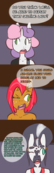 Size: 1280x4127 | Tagged: safe, artist:somescrub, babs seed, sweetie belle, oc, oc:h'ani, zebra, anthro, ask nudist sweetie belle, g4, clothes, explicit source, freckles, piercing, tumblr