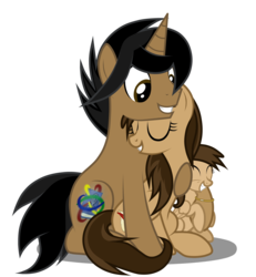 Size: 3700x4000 | Tagged: safe, artist:junkiesnewb, oc, oc only, oc:aegis aurora, oc:harmony inkwell, pegasus, pony, unicorn, cute, family, female, filly, foal, harmogis, high res, male, mare, married, parent:oc:aegis aurora, parent:oc:harmony inkwell, parents:harmogis, parents:oc x oc, simple background, smiling, snuggling, stallion, straight, transparent background, trio, vector