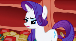 Size: 1099x598 | Tagged: safe, screencap, rarity, pony, unicorn, g4, sonic rainboom (episode), book, female, glare, mare, solo